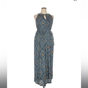 Lucky Brand Halter Keyhole Maxi Dress, Blue Paisley‎